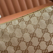GUCCI 26S SHOULDER BAG 19 IN WARM BEIGE AND BROWN CANVAS