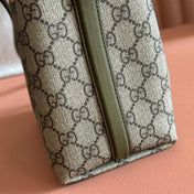 GUCCI 26S HAND BAG 19 IN DARK BEIGE AND MOSS GREEN CANVAS