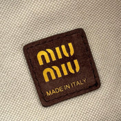 MIUMIU 26S CORDUROY POUCH BAG 25 IN CHOCOLATE BROWN SUEDE GOLD HARDWARE