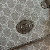 GUCCI 26S MESSENGER CROSSBODY BAG 28 IN CHARCOAL GRAY CANVAS