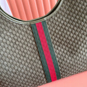 GUCCI 26S GIGLIO LARGE TOTE BAG 60 IN DARK MOSS GREEN EMBOSSED SUEDE