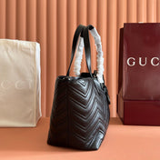 GUCCI 26S GG MARMONT TOTE BAG 30 IN BLACK CALFSKIN
