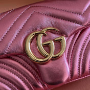 GUCCI 26S GG MARMONT BAG 22 IN METALLIC PINK LAMBSKIN