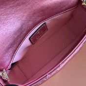 GUCCI 26S GG MARMONT BAG 16 IN METALLIC PINK LAMBSKIN