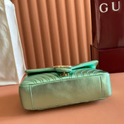 GUCCI 26S GG MARMONT BAG 26 IN METALLIC PALE GREEN LAMBSKIN