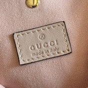 GUCCI 26S GG EMBLEM BUCKET BAG 19 IN LIGHT PINK COATED FABRIC