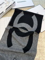 HOUNDSTOOTH SCARF 185 CM IN BLACK CASHMERE 393123