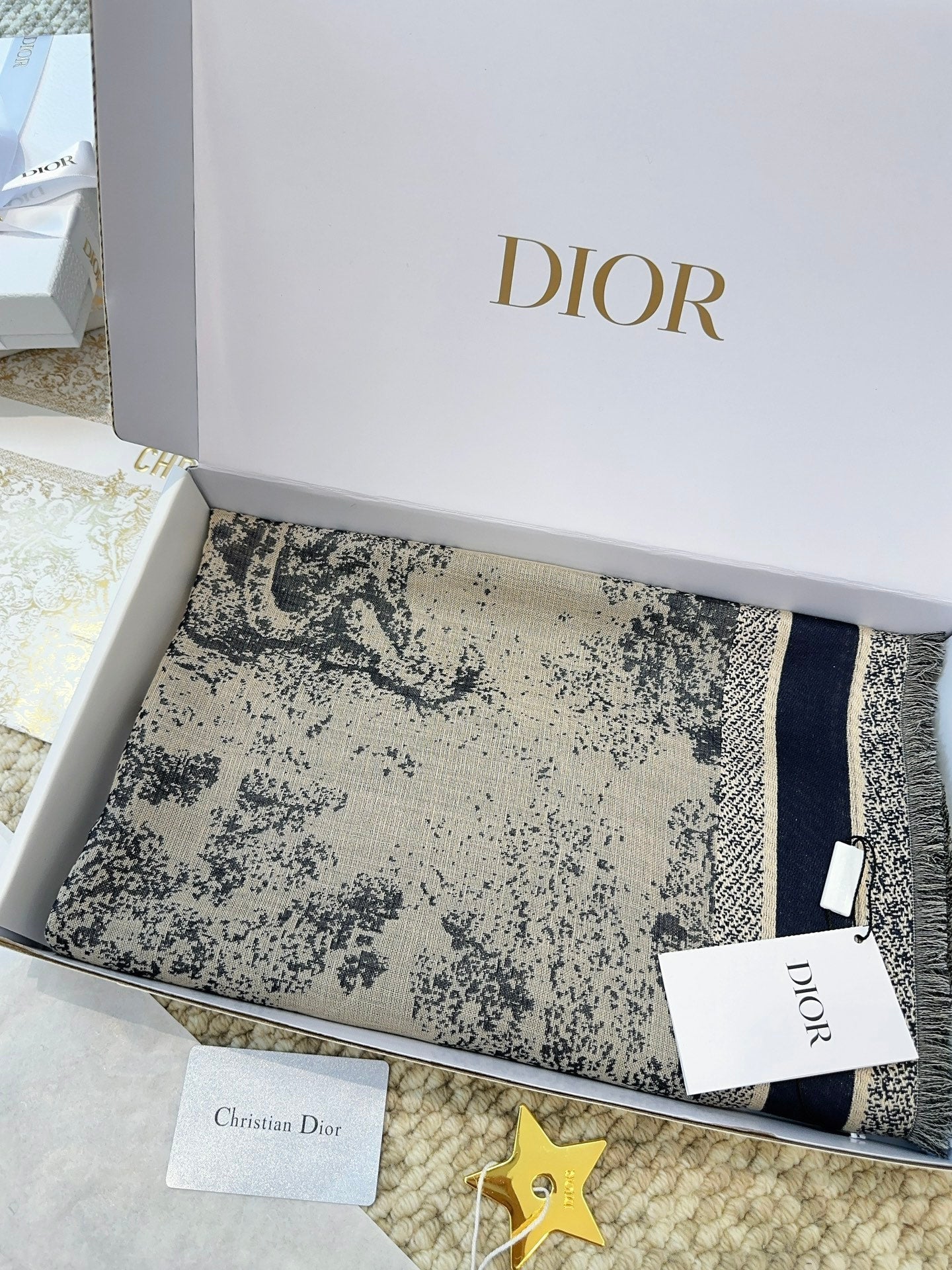 DIOR 26S SCARF 140 IN CASHMERE AND SILK 513542