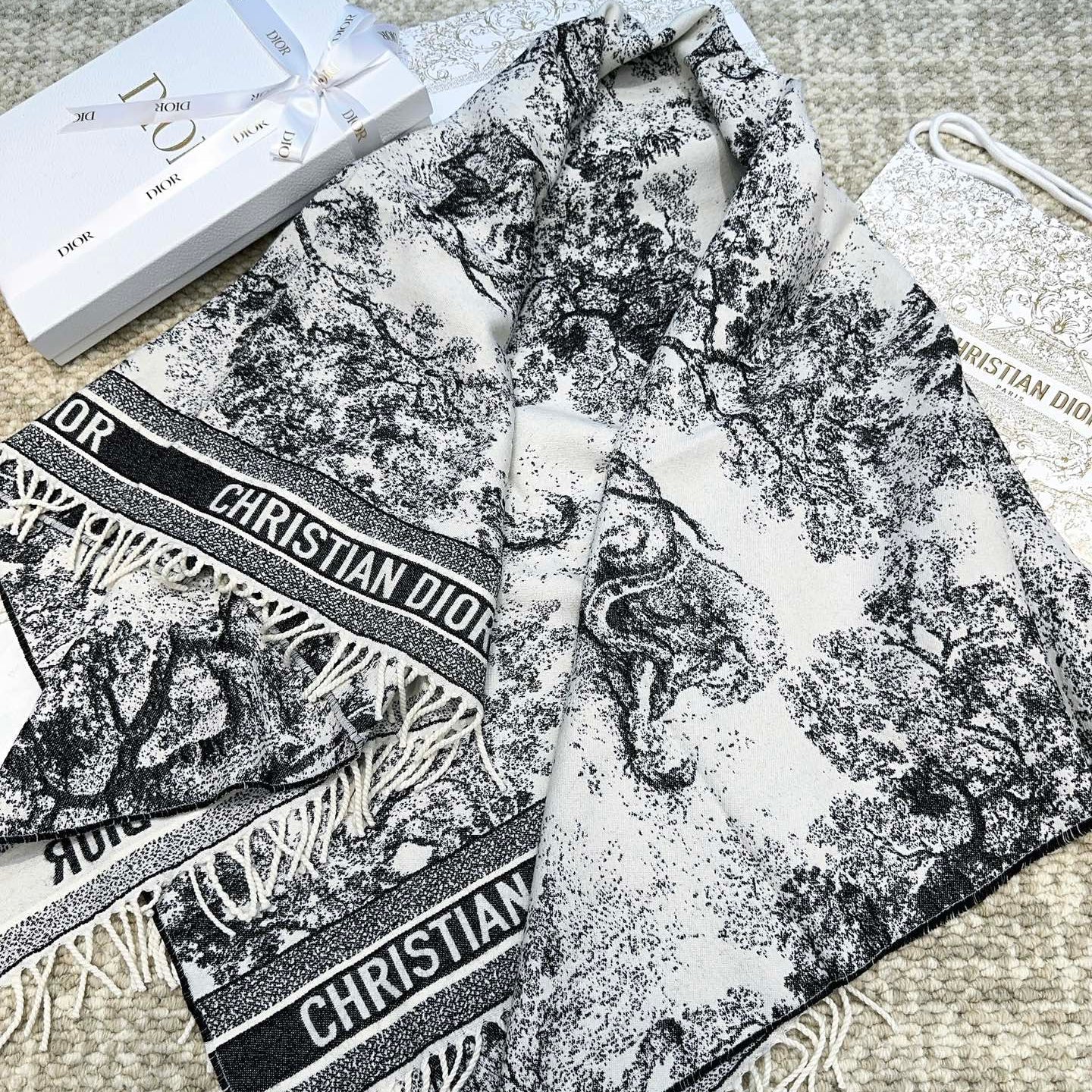 DIOR 26S SCARF 140 IN WOOL AND CASHMERE 509310