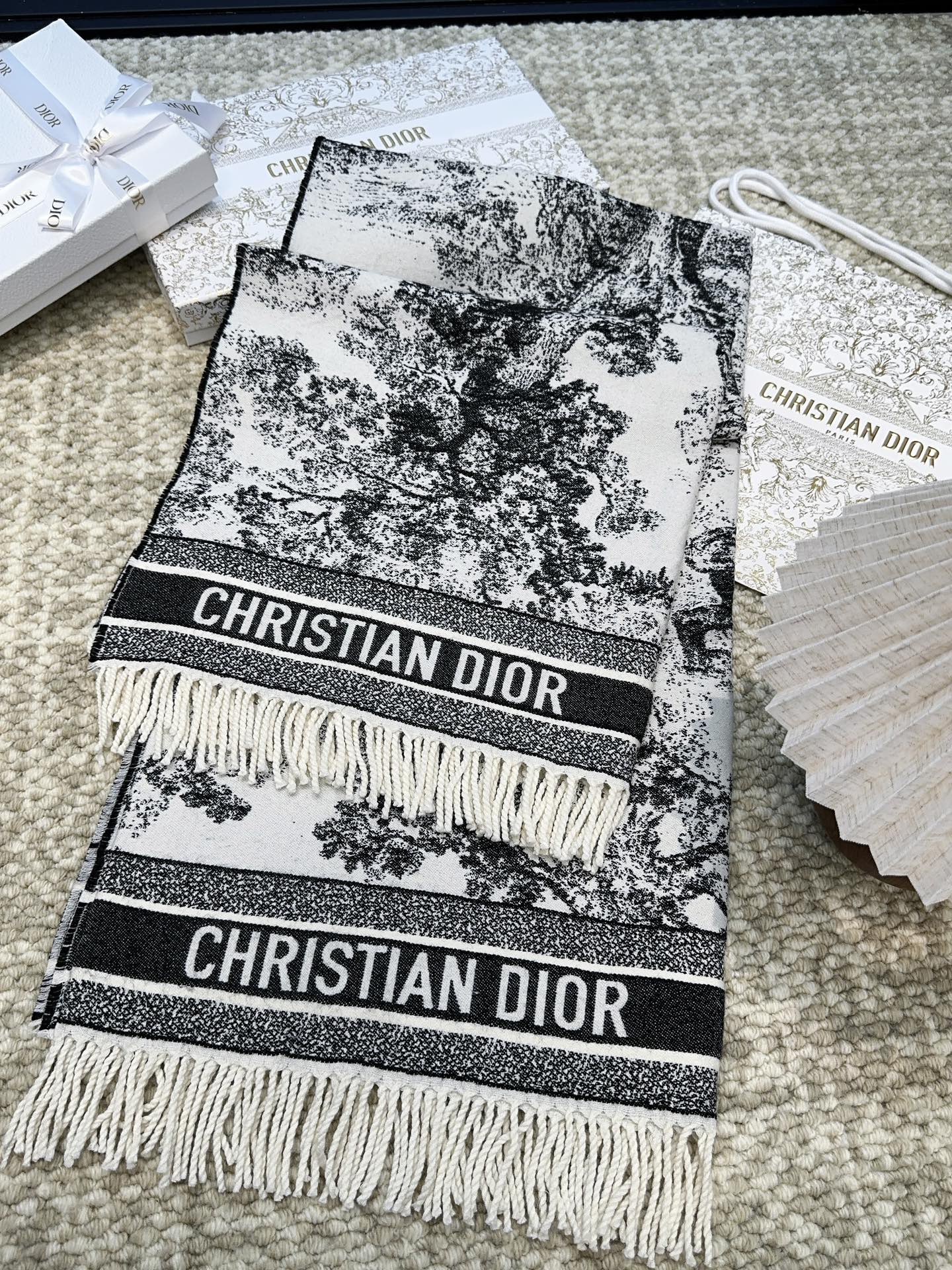 DIOR 26S SCARF 140 IN WOOL AND CASHMERE 509310