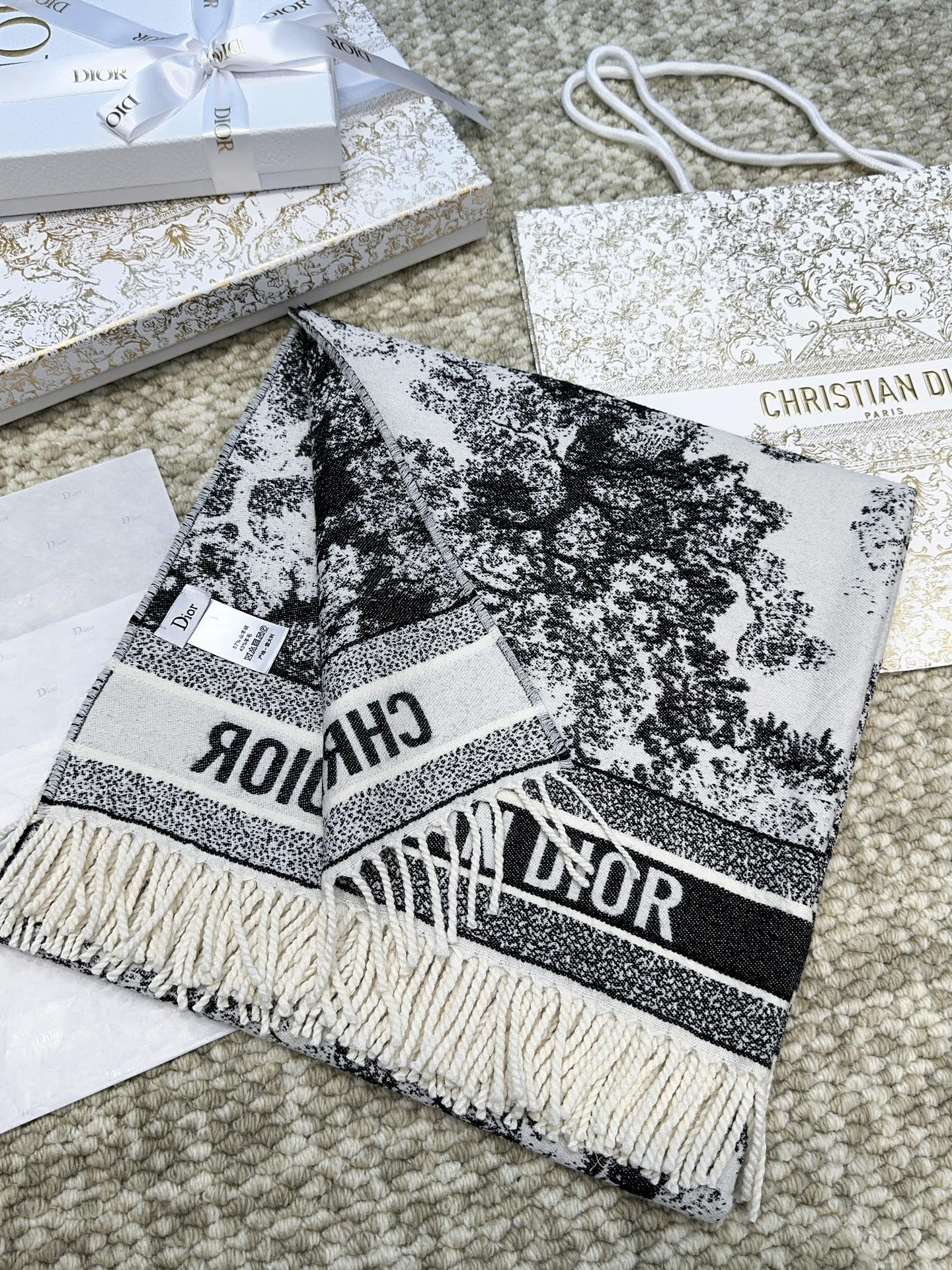 DIOR 26S SCARF 140 IN WOOL AND CASHMERE 509310