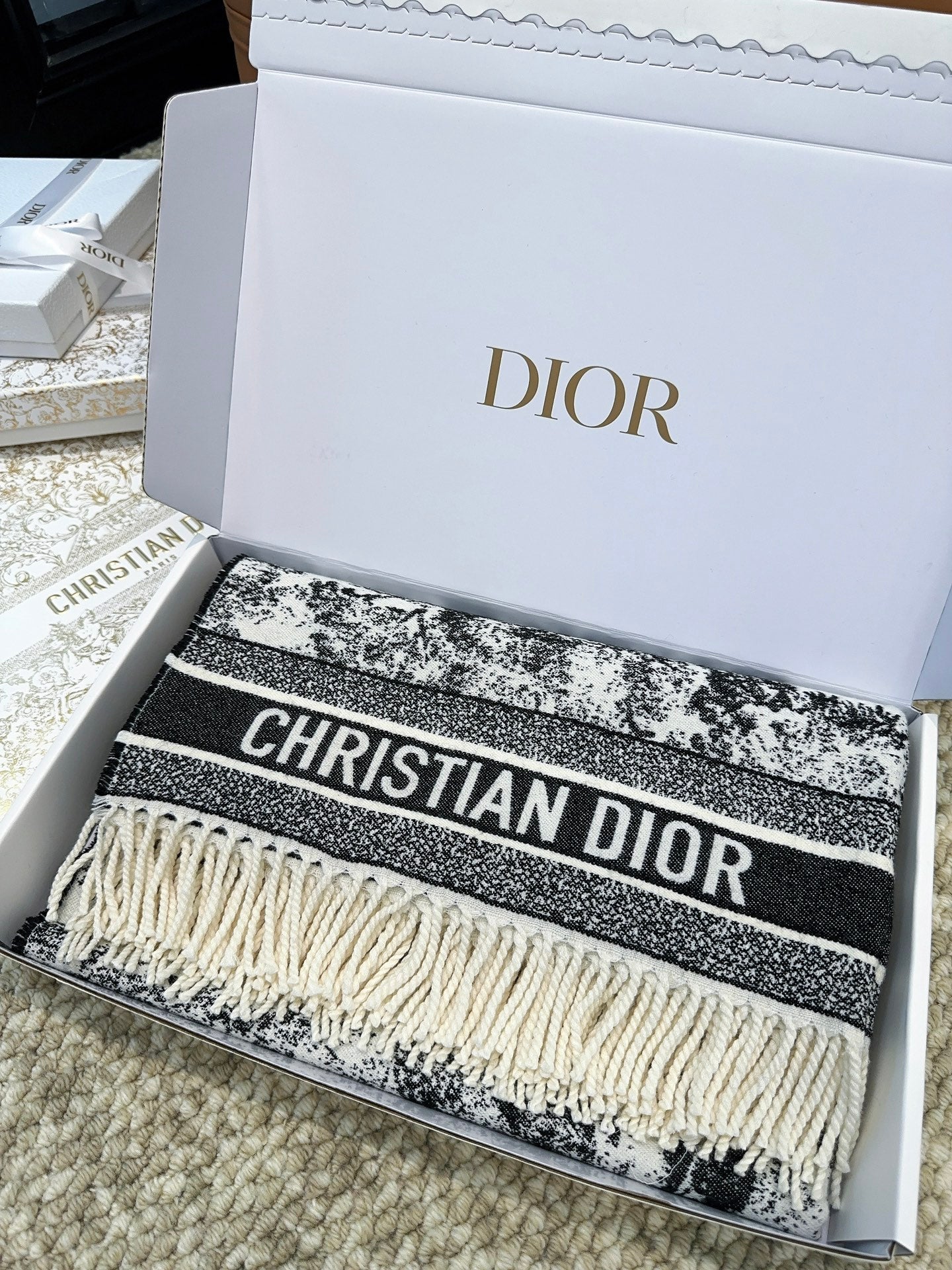 DIOR 26S SCARF 140 IN WOOL AND CASHMERE 509310