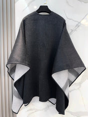 WOOL CAPE 140 CM BLACK AND LIGHT GRAY 394535