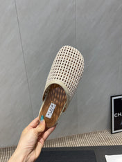 ALAIA WOVEN FLAT SHOES IN CREAM WHITE CALFSKIN STYLE 3