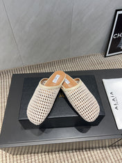 ALAIA WOVEN FLAT SHOES IN CREAM WHITE CALFSKIN STYLE 3