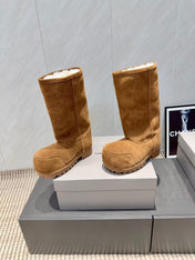BALENCIAGA 25S BOOTS PLATFORM HEEL IN BROWN SUEDE STYLE 4