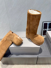BALENCIAGA 25S BOOTS PLATFORM HEEL IN BROWN SUEDE STYLE 4