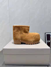 BALENCIAGA 25S LOW ANKLE BOOTS PLATFORM HEEL IN BROWN SUEDE STYLE 6
