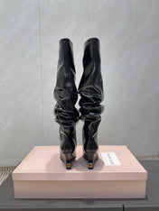 BALMAIN 26S KNEE-HIGH BOOTS 75 MM IN BLACK CALFSKIN