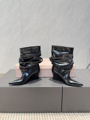 BALMAIN 26S BOOT 75 MM IN BLACK CALFSKIN