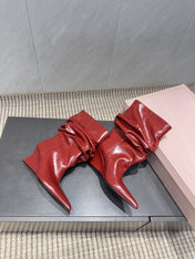 BALMAIN 26S BOOT 75 MM IN RED CALFSKIN