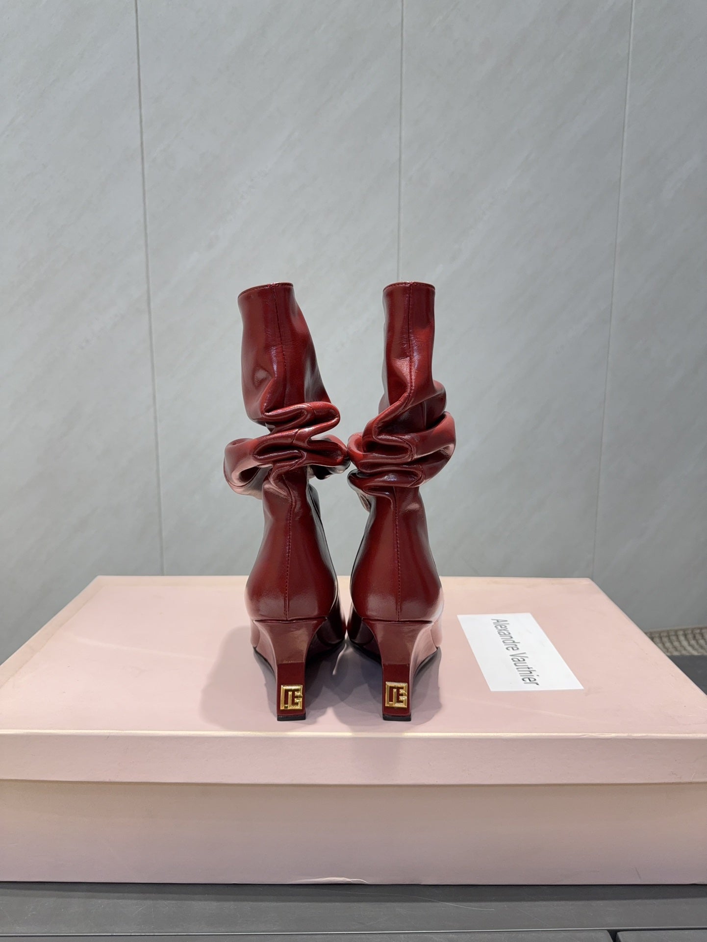 BALMAIN 26S BOOT 75 MM IN RED CALFSKIN