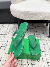 BOTTEGA VENETA 26S THONG SANDALS IN GREEN TPU