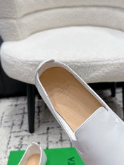 BOTTEGA VENETA 26S FLAT LOAFERS IN WHITE CALFSKIN
