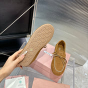 MIUMIU 26S LOAFERS IN TAN BROWN SUEDE WITH BOW