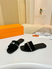 HM 26S GIULIA SANDAL IN BLACK SUEDE AND CALFSKIN SILVER HARDWARE