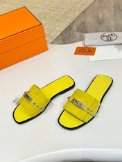 HM 26S GIULIA SANDAL IN YELLOW SUEDE AND CALFSKIN SILVER HARDWARE