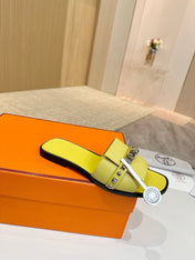 HM 26S GIULIA SANDAL IN YELLOW CALFSKIN SILVER HARDWARE