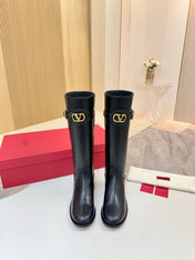 VALENTINO 26S TALL BOOTS IN BLACK CALFSKIN