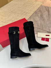 VALENTINO 26S TALL BOOTS IN BLACK SUEDE