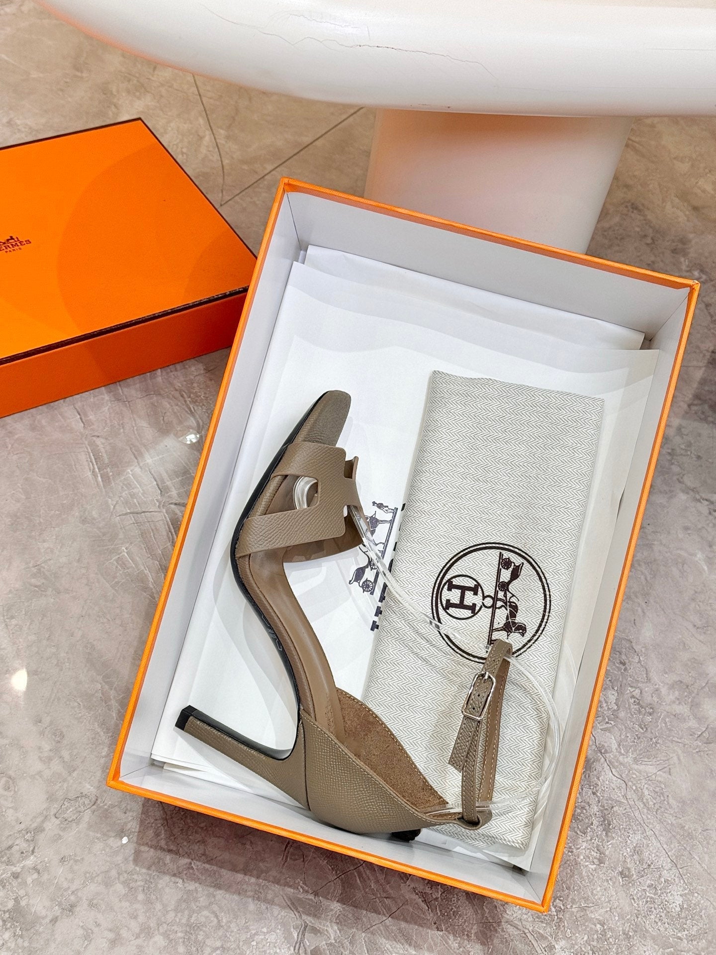 HM 26S H HIGH HEEL SANDALS 90MM IN BROWN GRAINED CALFSKIN