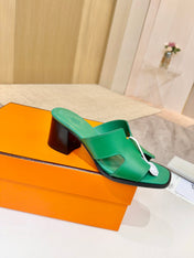 HM 26S HELIA SANDAL 70MM IN GREEN CALFSKIN