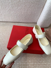 VLOGO LOCKER MARY-JANE BALLERINA IN WHITE CALFSKIN