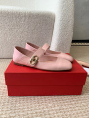 VLOGO LOCKER MARY-JANE BALLERINA IN LIGHT PINK CALFSKIN