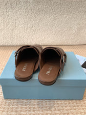 DOUBLE MONK MULES IN DARK BROWN CALFSKIN