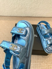 DAD SANDAL IN TEAL BLUE SHEEPSKIN