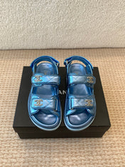 DAD SANDAL IN TEAL BLUE SHEEPSKIN