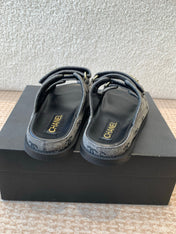 DAD SANDAL IN BLACK DENIM FABRIC MULE