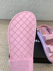 DAD SANDAL IN BRIGHT PINK FABRIC WITH SEQUINS