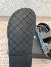 DAD SANDAL IN BLACK DENIM FABRIC