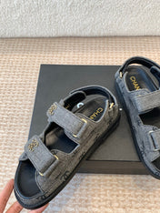 DAD SANDAL IN BLACK DENIM FABRIC