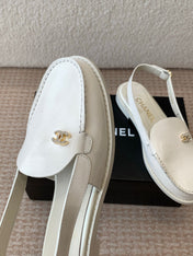CC MOCCASIN SLINGBACK IN WHITE PATENT CALFSKIN