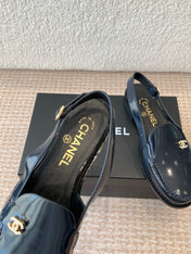 CC MOCCASIN SLINGBACK IN AEGEAN BLUE PATENT CALFSKIN