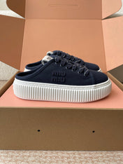 WASH SNEAKER MULES IN DARK NAVY DENIM