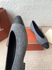 BALLET IN GREY TWEED MIX BLACK LAMBSKIN