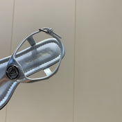 LV THONG SANDALS 25S IN SILVER CALFSKIN WITH SILVER HARDWARE